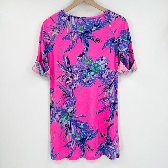 Lilly Pulitzer Surfcrest Pink Roll Tab Sleeve Monkey Dress Girl's XL 12-14 - Picture 5 of 5